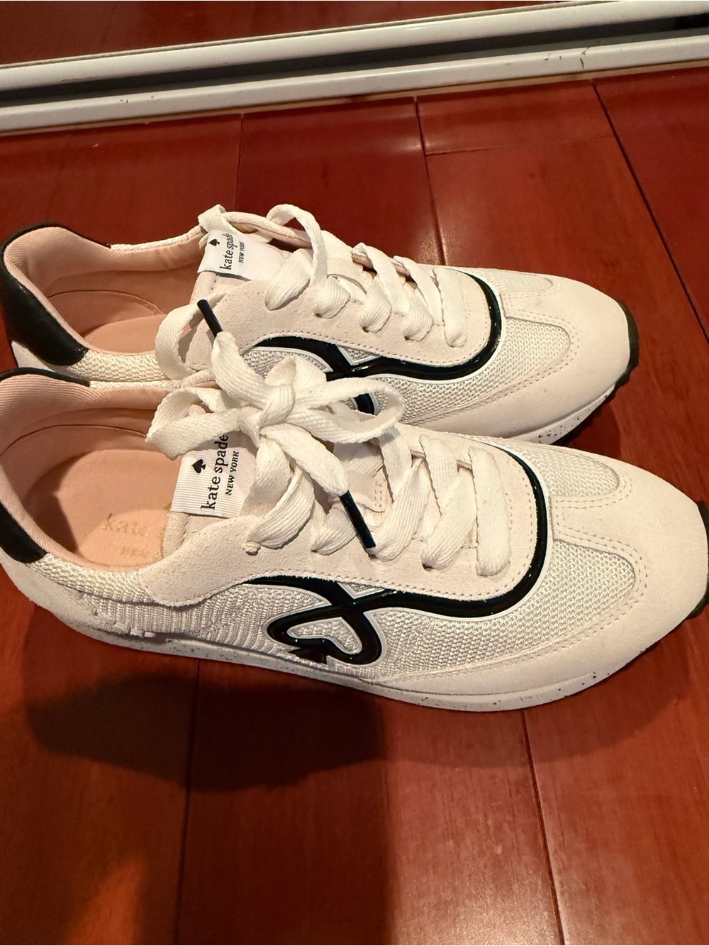 kate spade White Sneakers with Black Trim and Logo